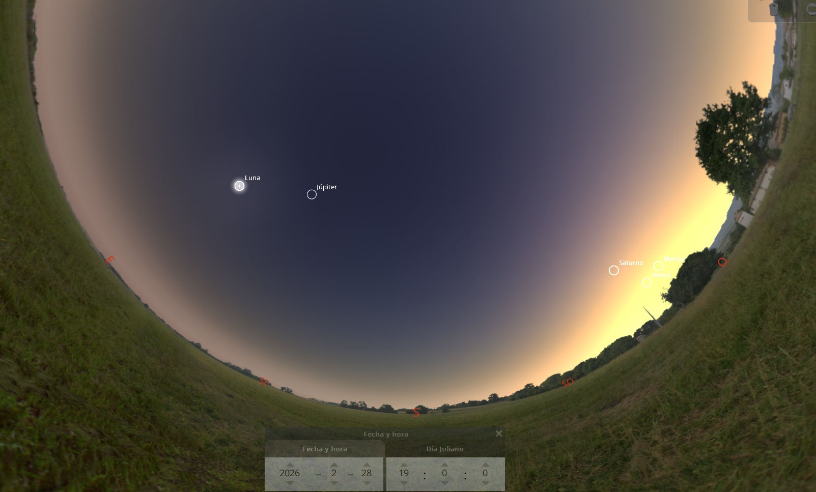 Imagen realista de Stellarium